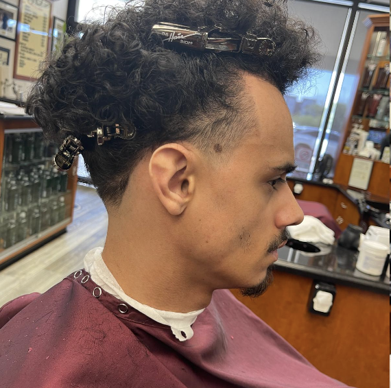 Curly Top with Taper Fade