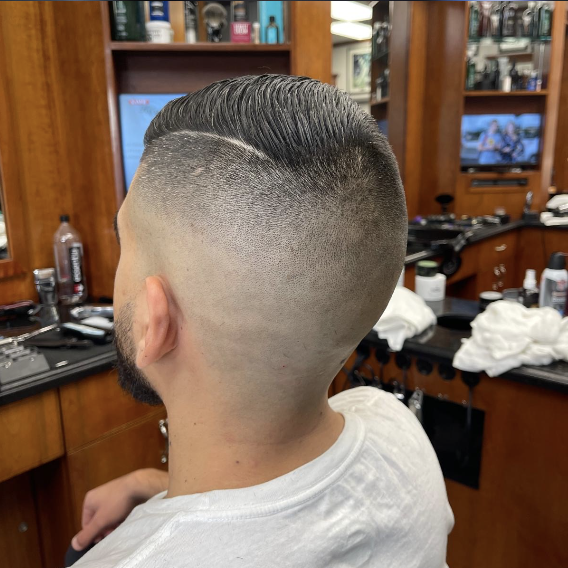 Hard Part Comb Over with Skin Fade
